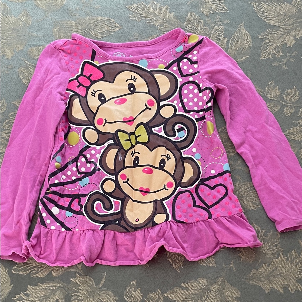 Greendog Purple Monkey Graphic Long Sleeve Tee